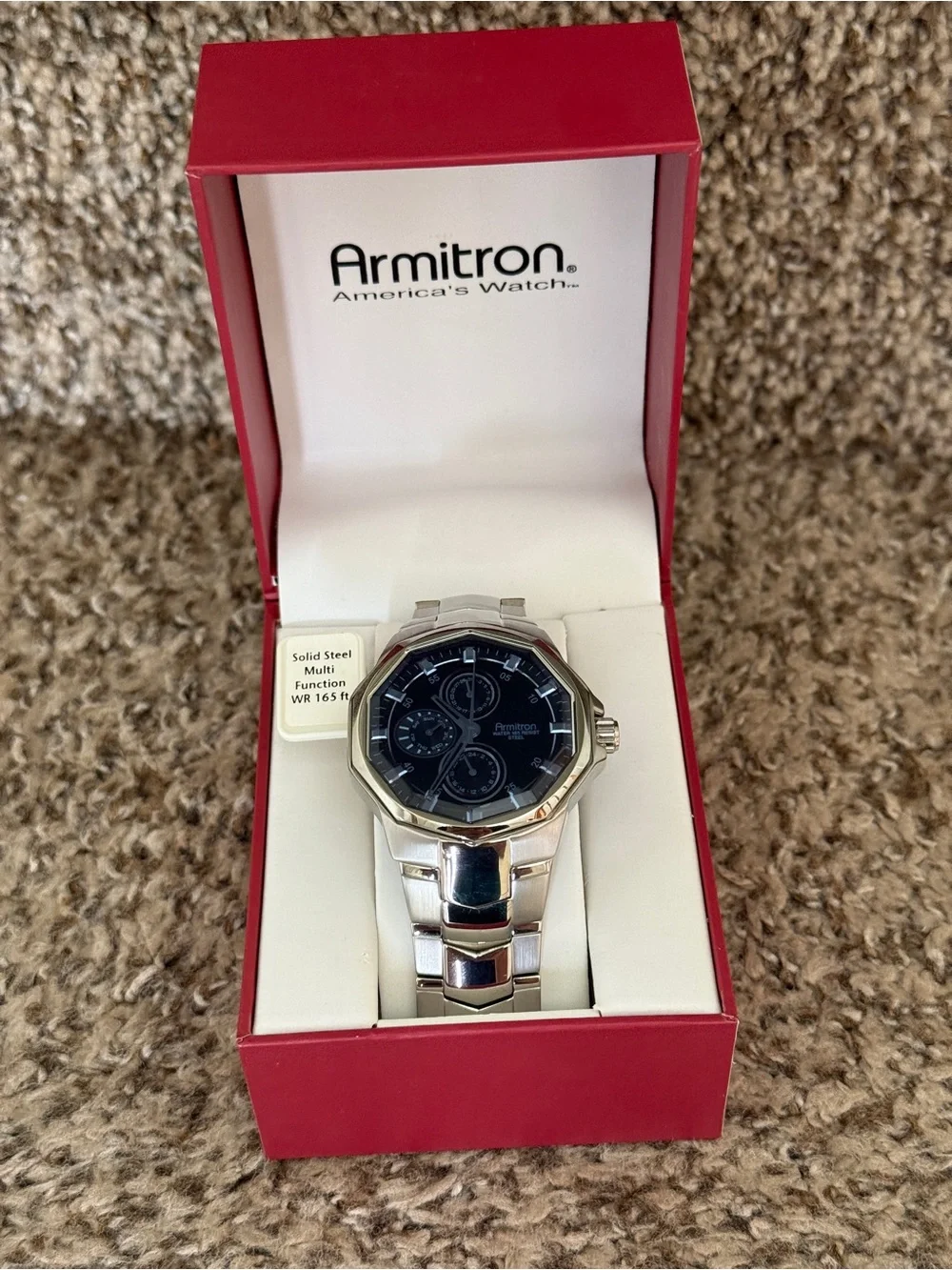 Armitron blue dial Silver Stainless Steel Watch with Black Dial